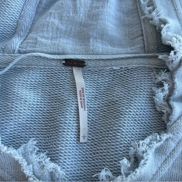 Free People Hooded Long Sleeve V-Neck Sweater - Light Blue - Large - Picture 4 of 10